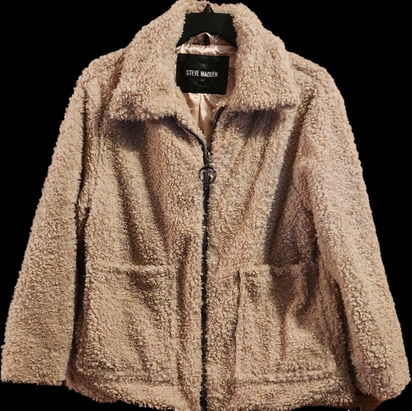 Steve Madden Women's Beige Sherpa Jacket size large NWT - Picture 1 of 9